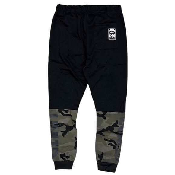 Ecko Unltd Men's Sweatpants Puff Print Colorblock Fleece Jogger in Black Camo - Picture 3 of 4